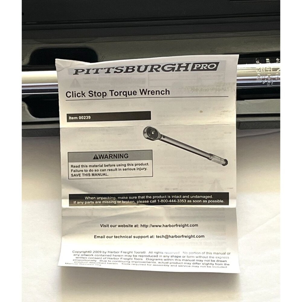 Pittsburgh Pro 1/2" Click Stop Reversible Torque Wrench 10-150 Ft Lbs 239 Case - Picture 2 of 9